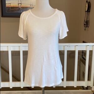 Old Navy White Rayon Smocked Sleeve Top